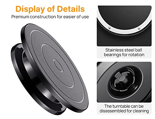 Kootek 11 Inch Rotate Turntable Sculpting Wheel Revolving Cake Turntable Black Painting Turn Table Lightweight Stand for Paint Spraying Spinner, Cake Decorating, Displaying Item