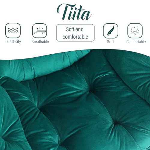 Tiita Lazy Chair with Ottoman, Green Modern Large Accent Chair, Comfy Leisure Sofa Armchair with Ottoman, Reading Chair with Footrest for Bedroom, Living Room, Dorm Rooms, Velvet Green - color: Green