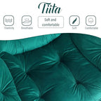 Tiita Lazy Chair with Ottoman, Green Modern Large Accent Chair, Comfy Leisure Sofa Armchair with Ottoman, Reading Chair with Footrest for Bedroom, Living Room, Dorm Rooms, Velvet Green - color: Green