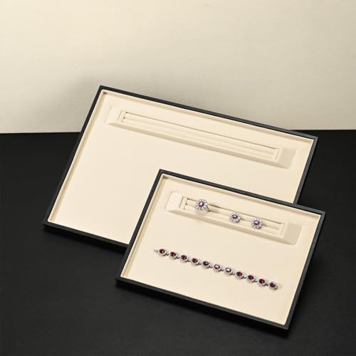 Oirlv Premium Leather Jewelry Showcase Tray, Velvet Display Organizer Professional Retail & Home Presentation Tray, Grey Medium - color: Blue, size: 9.84″ L×7.09″ W