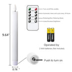 GenSwin Flameless White Taper Candles Flickering with 10-Key Remote, Battery Operated Led Warm 3D Wick Light Window Candles Real Wax Pack of 3, Christmas Home Wedding Decor(0.78 X 9.64 Inch) - color: 3-White