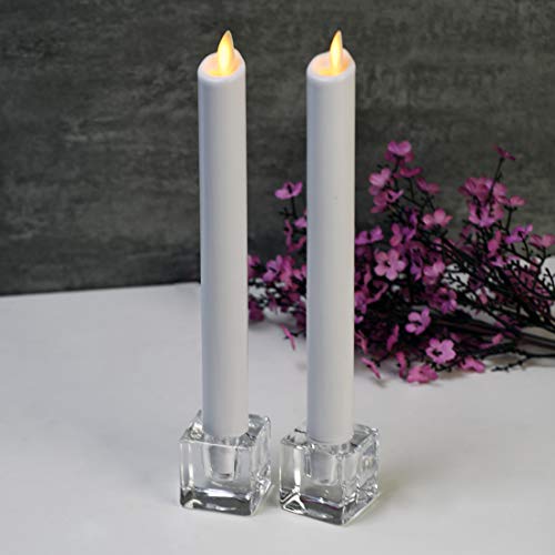 12PCS Square Glass Taper Candle Holders for Table Centerpiece. Decorative Crystal Candle Stick Holder Sets. Candle Stand for Wedding, Dinning, Party. - color: Transparent 12pcs