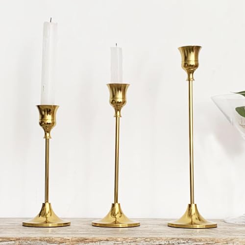 6PCS Brass Candlestick Holders Gold Candle Holders Taper Candle Holders Decorative for Thanksgiving Decor Christmas Dinning Wedding Party Anniversary - color: Gold