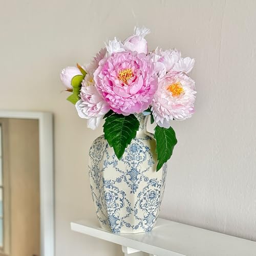Vintage Blue Ceramic Vase, Blue and White Porcelain Decorative Flower Vase for Centerpiece Living Room Table Shelf, Chinoiserie French Country Decor - color: Blue&white, size: Large