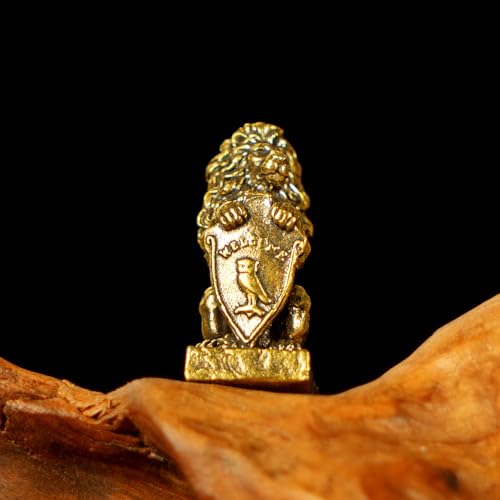 CHOVY Retro Handcrafted Guardian Lion Sculpture - 100% Solid Brass Majestic Lion Holding Ornate Shield Vintage Style Collectible Art Piece for Home & Office | Unique Gift for Mythology Lovers - style: Lion Guardian