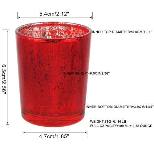 Red Mercury Glass Tea Light Holders Set of 36 - Elegant Votive Candle Holders for Weddings, Showers and Home Decor - Perfect for Table Centerpieces and Parties (Glass, Red) - color: Red