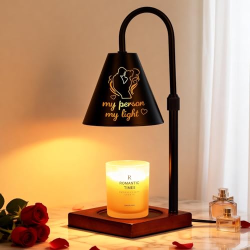 Funistree Candle Warmer Lamp with Timer Dimmable, Anniversary Birthday Wedding Gifts for Women Men Couple, Adiustable Height Candle Warmer Black Candle Lamp - color: Valentine