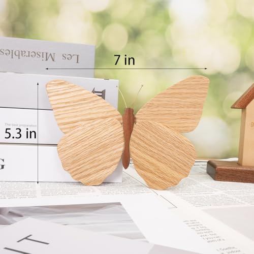 Telinego 2 Pack Handmade Wooden Butterfly Wall Art Hanging Decor Butterflies Wall Art Hanging Sculpture for Bedroom Bathroom Living Room Butterfly Home Decoration for Kids Baby Nursery Room Decor (Brown+Beige) - color: Brown+Beige