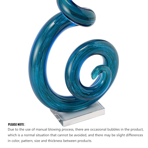 15" Tall Hand-Blown Murano-Style Glass Sculpture Statues Art Ornament Statue Figurines Home Decor Accent Piece Coastal Ocean Nautical Home Decor,Shelf,TV Stand,Tabletop Centerpieces,Wonderful Gift - color: Sky Blue