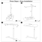 Overbed Bedside Table with Wheels,Tiltable Hospital Bed Table, Pneumatic Adjustable Overbed Table, Rolling Laptop Desk, Mobile Standing Desk for Bed, Couch, or Hospital Use - color: White