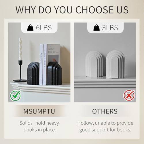 Decorative Bookends for Shelves, Set of 2 Book Ends for Heavy Books, Layered Arch Design Black Bookend - color: Black