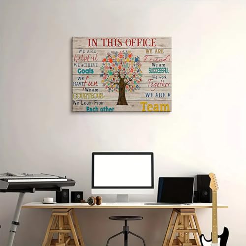 HDXUFJQ Office Inspirational Wall Art In This Office Canvas Wall Decor Team Rules Motivation Positive Quotes Pictures Prints Teamwork Painting for Home Office Ready to hang(24"x36") - color: In this office (beige), size: 36"L x 24"W