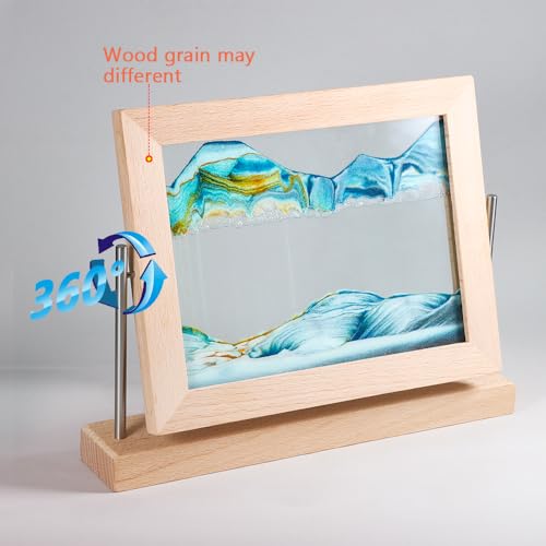 Bochino Moving Sand Art Picture Dynamic Sand Picture 3D Sand Art Frame Sandscape Moving Sand Picture for Home & Office Décor - color: Sky Blue
