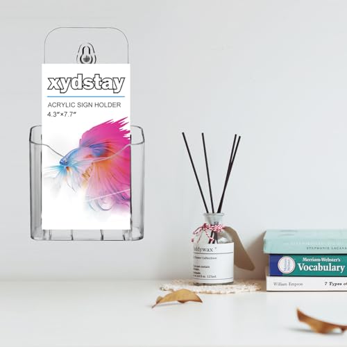 xydstay Acrylic Brochure Holder 4x9 Inches Slant Back Design, Clear Display Stand, Plastic Table Stand Sign, Pamphlet Flyer Display, 6 Pack
