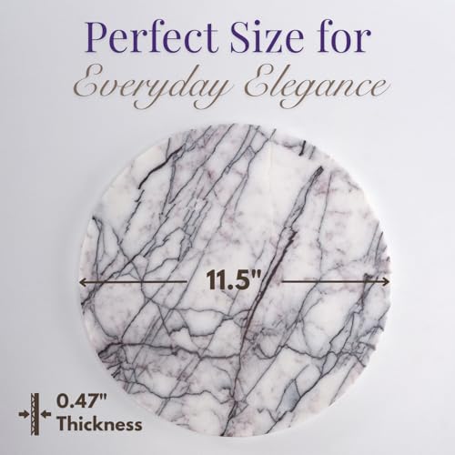 Handcrafted Marble Tray – Bathroom Counter Organizer, Jewelry Tray, Perfume Organizer & Decorative Tray for Vanity Accessories, Coffee Table Decor & Bathroom Countertop, Stone Trays (Round, Leilac) - color: Leilac, size: 11.8"