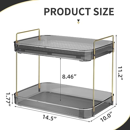 Seoneiro Whiskey Tray, Glass Cup Rack, Mug Holder, Coffee Cup Organizer, Bathroom Countertop Organizer with Drain Board Wine Glass Decorative, Food Tray, Kitchen Spice Rack - color: Anthracite-2