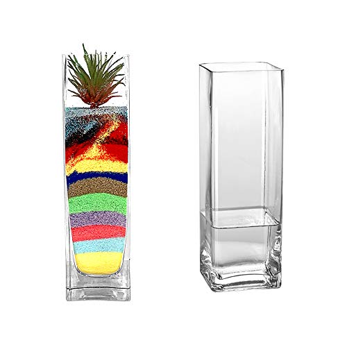 WGV Square Block Bud Vase, Width 2", Height 8", Clear Skinny Narrow Standard Floral Container Centerpiece for Wedding Party Event Home Office Decor, 1 Piece - size: 2"x8"H Block