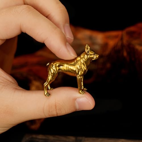 CHOVY Vintage Brass Pitbull Figurine - 100% Solid Heavy Metal Standing Dog Statue Collectible Oddities and Curiosities Office Desk Decor Masculine Home Decor Man Cave Art - color: Pit Bull