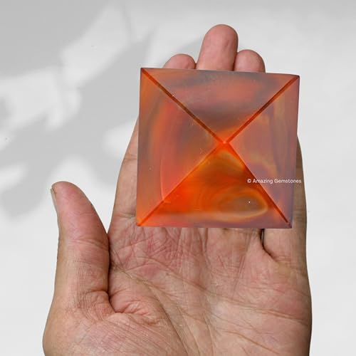 Amazing Gemstone Carnelian Pyramid Crystal Healing Stones - 2" Great Pyramid Figurine of Natural Stone Pyramid for Meditation, Reiki, Chakra Balancing and Crystal Pyramids Grid - color: Carnelian