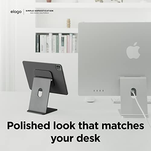 elago Premium iPad Magnetic Stand Designed for iPad Pro 12.9"(5th,4th Gen), 11"(3rd,2nd Gen), Air 10.9"(5th,4th Gen), Mini 8.3"(6th Gen, A17 Pro), 10.9"(10th Gen) [Dark Grey] - color: Dark Grey