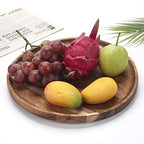 YANGQIHOME Round Wood Tray, Acacia Wooden Serving Tray, Serving Platter, Appetizer Charcuterie Board, Tray Organizer for Kitchen/Countertop, 13.8 x 13.8 x 0.8 inch - size: 13.8"