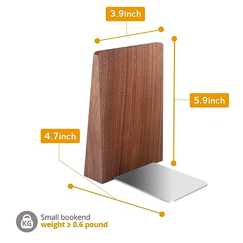 DRELIFAM Walnut Book Ends Heavy Duty Handmade Book Ends for Shelves Decorative Bookends to Hold Heavy Books (Black Walnut Wood Small) - color: Walnut Wood Small