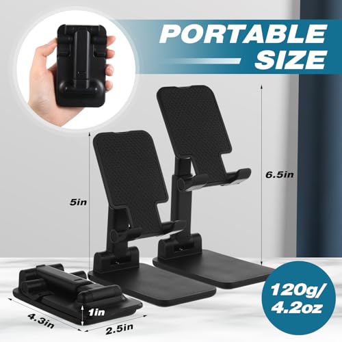 Wonderjune 12 Pcs Cell Phone Stand for Desk Phone Holder Stand Foldable Angle Height Adjustable Portable Holder Tablet for Office Travel Photography (Black) - color: Black