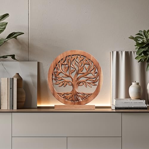 Decozen Solid Wood Tree Sculpture, Gift for Mom, Home Decor, Living Room, Boho, Coffee Table, Centerpiece Table Decorations, Mantle, Bathroom Shelf, Farmhouse, Christmas Decorations, Mothers Day Gifts - color: Cloverly - Large