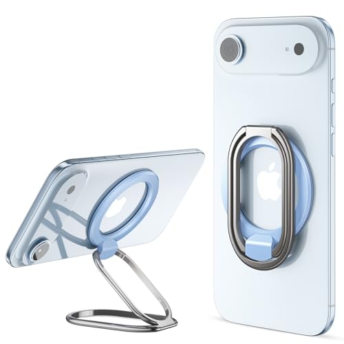 【2025 Upgraded】 Mag Safe Phone Ring Holder, SUPERONE Adjustable Magnetic Kickstand & Removable Phone Grip Compatible with Wireless Charging Only for iPhone 17 & 16 & 15 & 14 & 13 Series - Sierra Blue - color: Sierra Blue