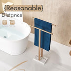 KOKOSIRI Standing Towel Rack for Bathroom Floor 2-Tier Towel Holder Free Stand with Heavy Marble Base Thicken Steady Champagne Bronze Stainless Steel THS0005-CPG - color: Champagne Bronze