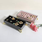 GemeShou velvet slots Ring holder for jewelry organizer, Earring ring display stand for selling, felt ring jewelry holder tray showcase【Velvet slots Ring Holder-Black】 - color: Black