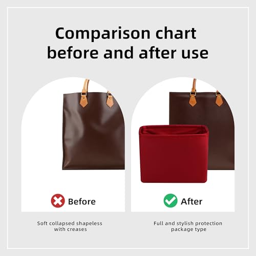 DGAZ Silk Purse Organizer Insert For LV Sac Plat Mini/BB/Medium bag，Silky Smooth Bag Organizer，Luxury Handbag & Tote Shaper(Rouge Cassque,Medium) - color: Rouge Cassque, size: Medium