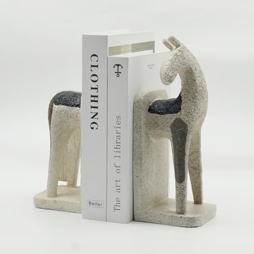 Lukitas Abstract Horse Decorative Bookends Heavy Duty, Modern Minimalist Nordic Ornaments for Office Home Bookshelf Decor, Resin 11'' - color: Abstract Horse