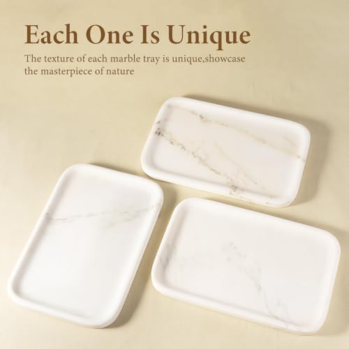 Koville Marble Tray, 12"x8" Marble Vanity Tray for Countertop Bathroom Kitchen Dresser, Decorative Catchall Trays for Perfume Jewelry, Rectangular Stone Serving Tray(Oriental Calacatta - color: Oriental Calacatta