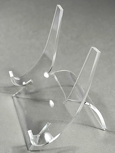 HQRP-Crystal 3-7/8" Acrylic Display Stand Pedestal for Crystal Heart / Slice/ Slab / Fossil and Other Collectible Stones - size: 3-7/8"