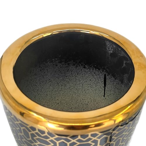ZOEJADE Minimalist Luxury Ceramic Umbrella Stand Umbrella Holder Vase for Umbrella Canes Walking Sticks Entryway Indoor 18" High Black Gold