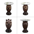 Owl Side Table, Round End Table with Faux Marble Top, Resin Owl Statue Base, Unique Animal Accent Table for Living Room, Bedroom, Nursery, Rustic Brown 22.83“ Tall 17.17" Height - style: OWL Table
