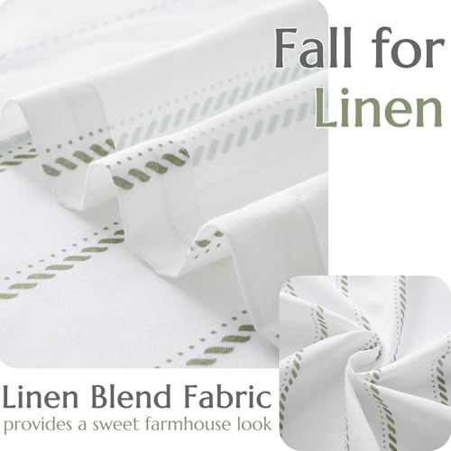 jinchan Linen Striped Kitchen Curtains Tier Cafe Curtains for Living Room Bathroom RV 24 Inch Farmhouse Rustic Half Window Treatment Light Filtering 2 Panels Green on White - color: Cottage Striped Green, size: 26"W x 24"L (Pack of 2)