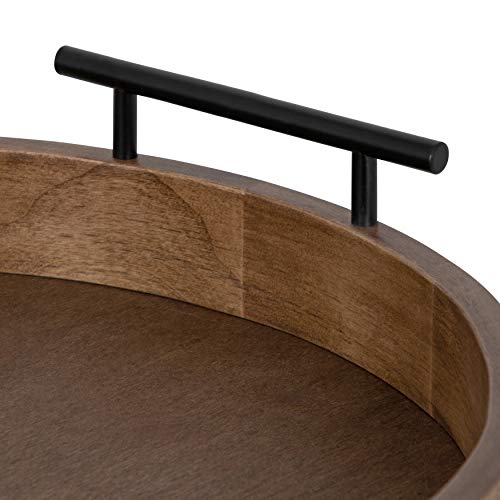 Kate and Laurel Lipton Modern Round Wood Decorative Tray, 18" Diameter, Rustic Brown and Black, Decorative Accent Tray for Storage and Display - color: Natural, size: 18"