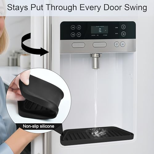 KindGa Refrigerator Drip Catcher Tray,Protector Ice and Water Dispenser Pan,Fridge Spills Water Pad Catch Basin for Drainage (Rectangular,Black) - color: Black, size: 1 pack Rectangular Black