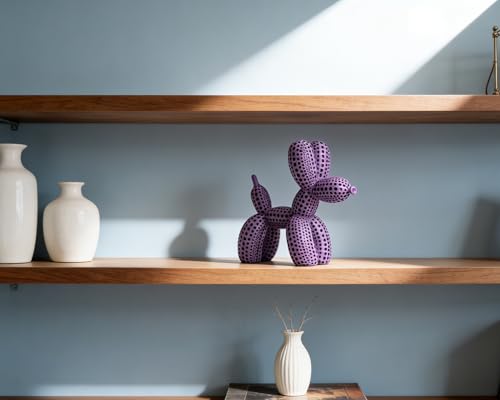 Balloon Dog Statue Decor Polka Dot Dog Cool Stuff to Put on Shelves, Purple Balloon Dog Statue Decoration Fun Paperweight, 5 inch Versatile Color Options - color: Purple