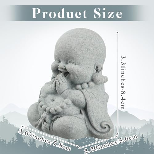 Landical Buddha Sandstone Statues, Zen Monk Praying Statue Sculptures Ornament for Wealth Good Luck Feng Shui Decor Home Office Car Decoration(Prayer Buddha) - style: Prayer Buddha