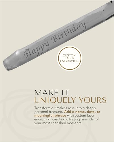 Forever Rose The Platinum Dipped Rose, Custom Laser Engraved Platinum Flower in an Elegant Glass Vase & Gift Ready Box, Handcrafted Luxury Anniversary, Birthday, Wedding or Valentine’s Keepsake - color: Platinum