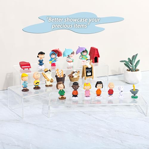 Yieach Large Clear Acrylic Risers Display Stands,3 Pcs Rectangular Display Risers for Funko Pop,Figures,Food,Showcase Collectibles Display Shelf,Retail Desktop Risers Display Stand and Decoration