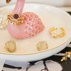 Flamingo Ring Holder Dish, Ceramic Jewelry Tray Trinket Dish for Necklace Keychain Organizer, Cute Funny Birthday Wedding Mothers Day Gift for Women Friends Girls - style: Flamingo
