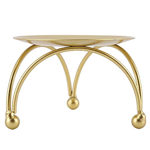 Iron Candle Holder, Solid Round Tray for Candles and Plates, with Triangular Bracket for Stability, European Style Table Decoration for Home Dining