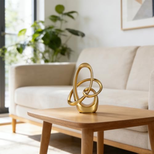 Gold Knot Decor -8.6" Resin Gold Knot Statue, Gold Statues Home Decor, Abstract Sculptures Home Decor, Knot Decor for Coffee Table, Luxury Mantel Shelf Decor, Wedding Sculpture - color: Gold, size: 8.6in