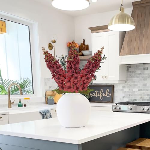 Briful 3PACK Artificial Delphinium Flowers – 36.2in Tall Faux Larkspur Silk Floral Stems Burgundy Fake Delphinium Flower for Indoor Home Decor Vase Arrangements - color: Burgundy