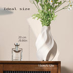 White Ceramic Vase, Waterdrop Spiral Creative Vases, Nordic Modern Boho ins Style, Classic Art Aesthetic Flower Vase for Home Decor (White W 5.12" X H 8.66")