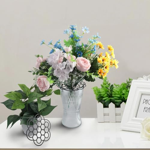 OYEFLY 6Pcs Flower Arrangement Holder,Metal Floral Grid Used for Vase Flower Arrangement Art (Black4in5in6in6) - color: Black4in5in6in6